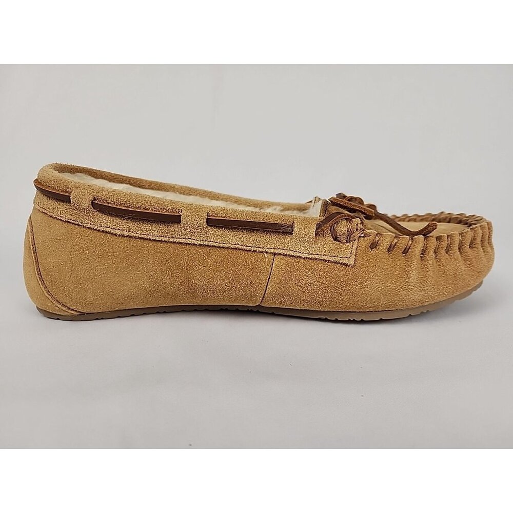 Minnetonka Women's Moccasins 7M Faux Lined Shoes 4052 Tan Leather Suede EUC - Picture 7 of 11